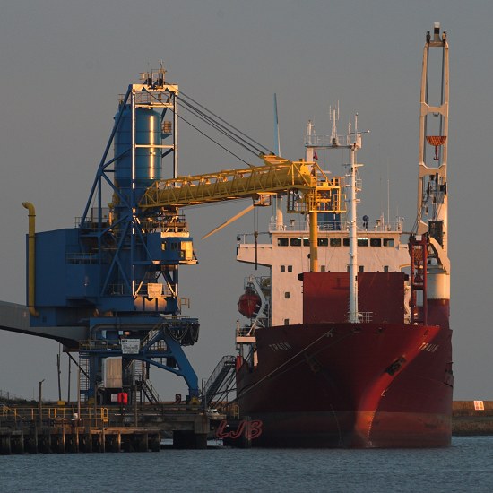 Ship unloading at Alcan Dock, Port of Blyth, Northumberland.