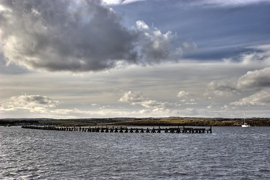 Old mooring jetties at Amble Harbour.