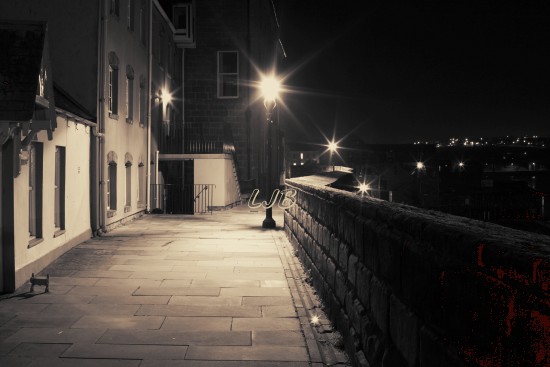 Berwick Quay Walls at night.
