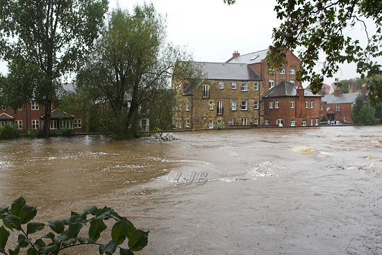 Morpeth - River Wansbeck in full flood.