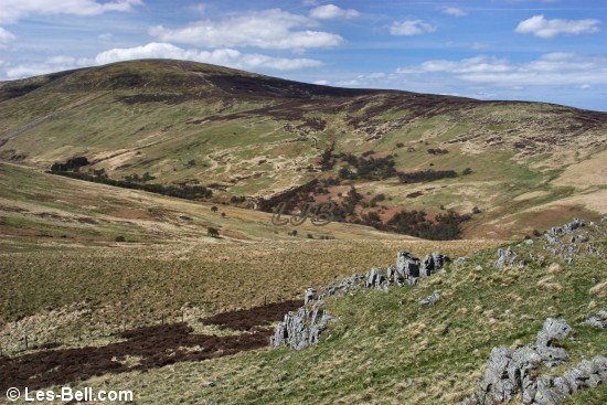 The Cheviot, seen across the Harthope Valley, from Long Crags.