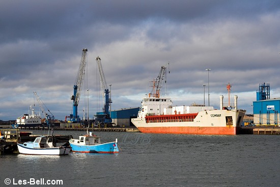 Cargo ship Cembay moored at Battleship Wharf, Port of Blyth.