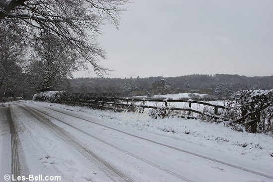 Snow covered road at Bothal.