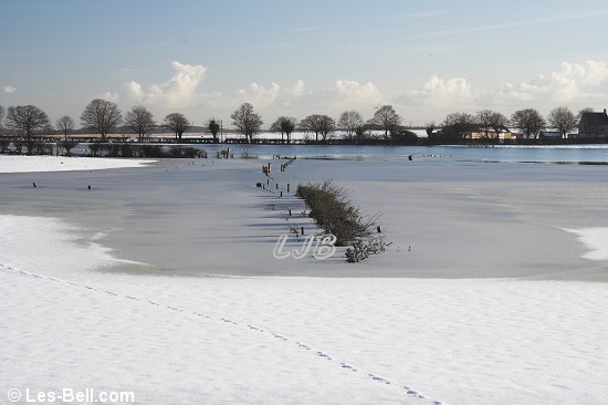 Frozen lake at Coney Garth near Ashington.