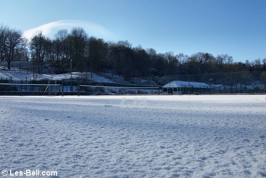 Snow covered tennis courts at Morpeth.