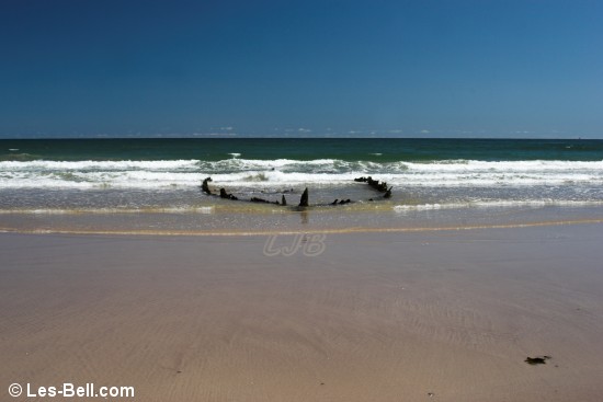 Shipwreck at Ross Sands, Northumberland Coast.