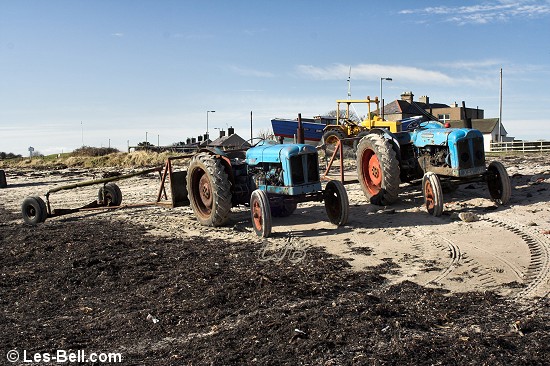 Beach tractors at Boulmer, Northumberland.