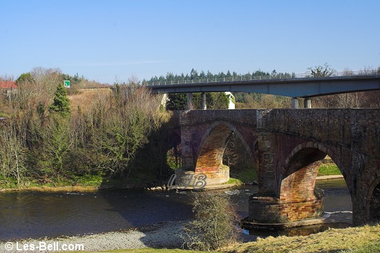 Road bridges over the River Tweed at Leaderfoot, Scottish Borders.