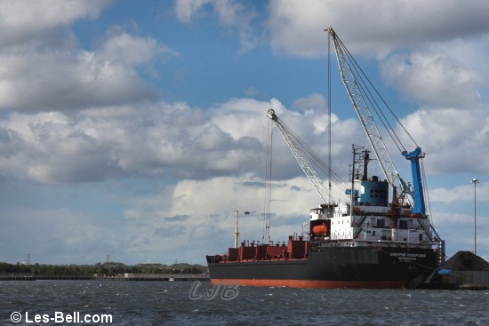 Russian vessel, the Dmitriy Pozharskiy unloading coal at Port of Blyth, Northumberland.