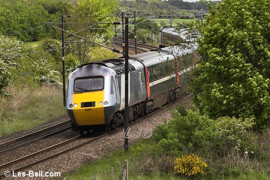 High speed train at Pegswood, Northumberland.