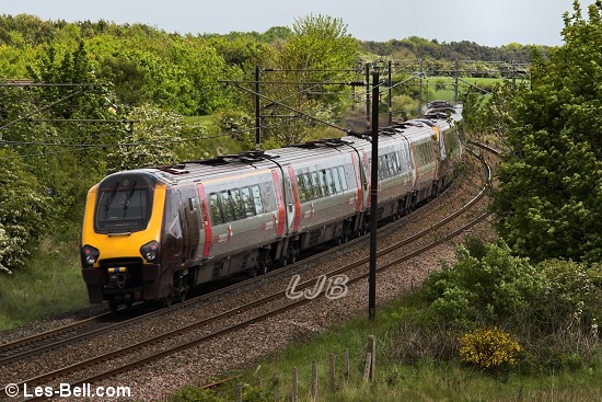 High speed train at Pegswood, Northumberland.