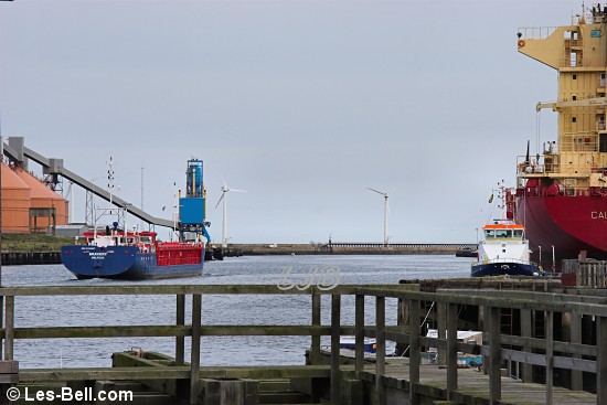 Cargo ships at the Port of Blyth, Northumberland.