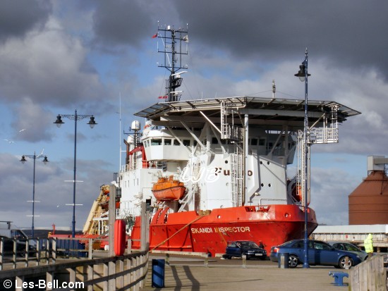 Construction support vesel Skandi Inspector moored at Blyth Northumberland.