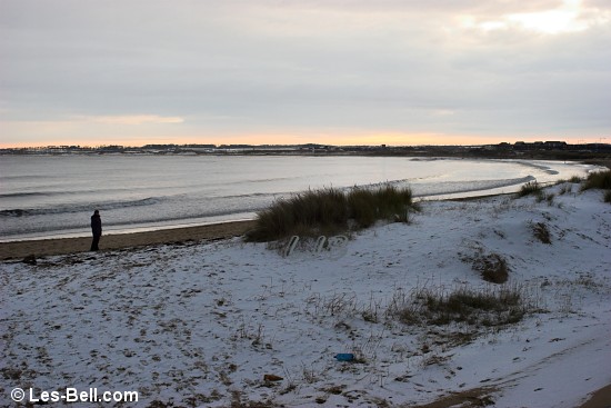 Snow on Blyth South Beach, Northumberland.