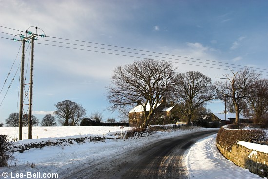 Snow on the road from Pegswood to Bothal in South East Northumberland.
