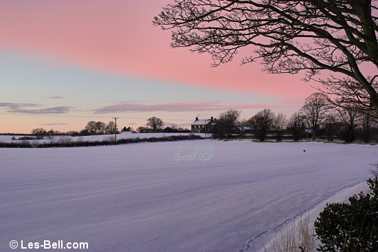 Snowy scene along the road from Pegswood to Bothal in South East Northumberland.