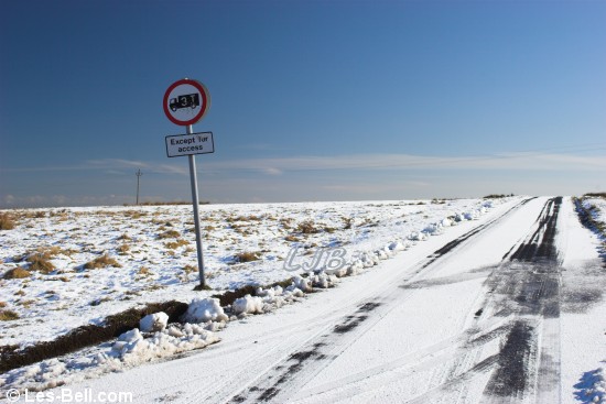 Snowbound road to Wingates.