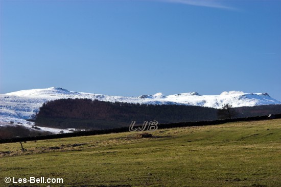 Simonside Hills seen from the road to Rothbury.