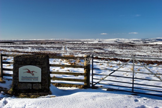 Northumberland National Park entry sign.