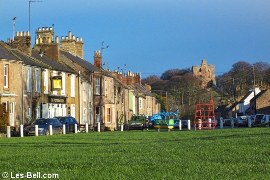 Norham Village Green and the Castle in the distance.