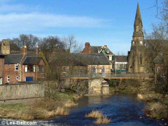 Footbridge across River Wansbeck, Morpeth, Northumberland. 