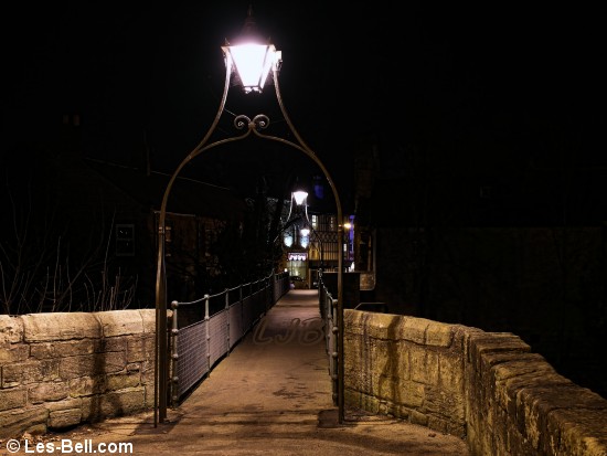 Morpeth Footbridge at night.