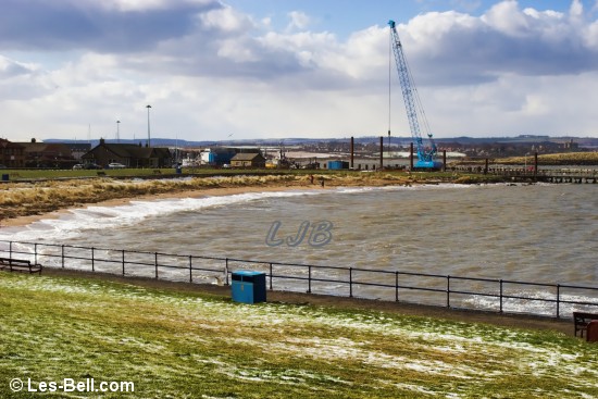 Repairs to Amble Quay on the Northumberland Coast.