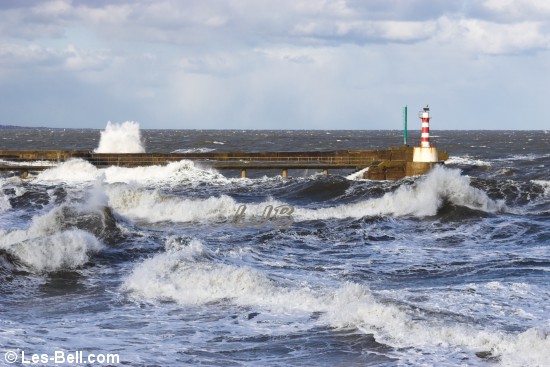 Rough sea at Amble on the Northumberland Coast.