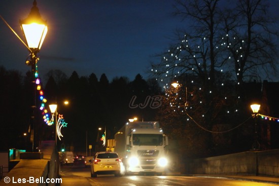 Xmas lights at Telford Bridge, , Northumberland. 