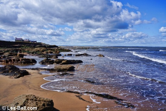 View from the rocks at the north end of Cresswell Beach, Northumberland Coast.