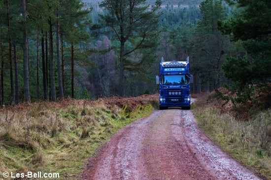 Timber truck in Simonside Forest, Northumberland.