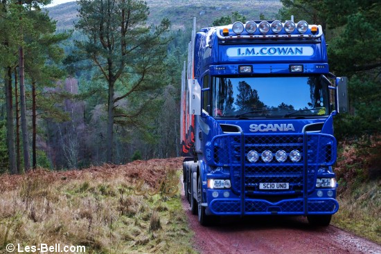 Timber truck in Simonside Forest, Northumberland.