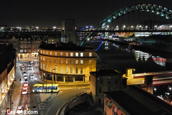 Tyne Bridge and River Tyne, Newcastle at night.
