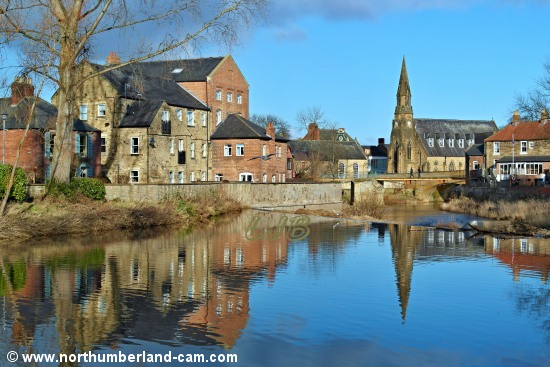 River Wansbeck looking towards St. Georges Church.