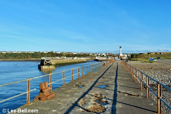 View along Maryport Pier to the harbour entrance.