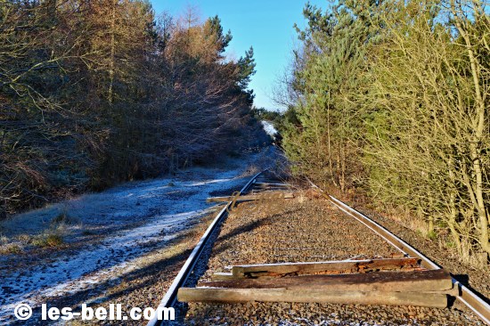 Frosty railway track in Ashington Community Woods.