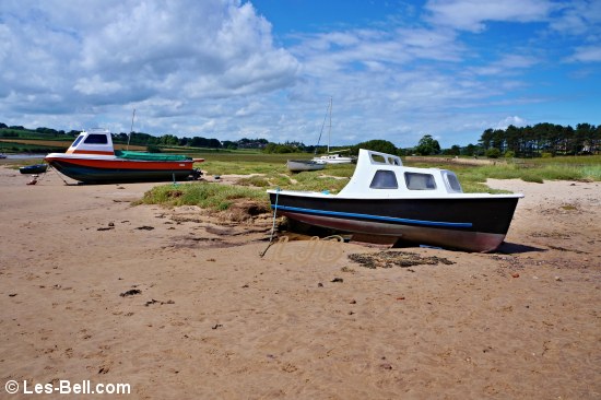 Boats moored on the River Aln at Alnmouth.