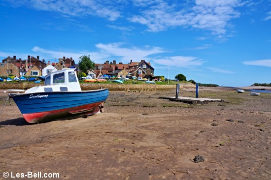 Boats moored on the River Aln at Alnmouth.