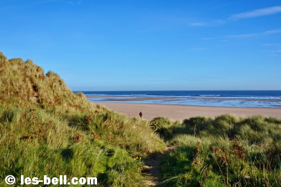 View from the dunes at Druridge Bay on the Northumberland Coast.