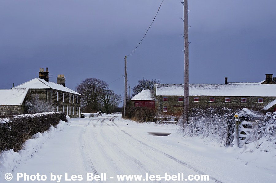 Road between Pegswood and Bothal in Northumberland after heavy overnight snow.