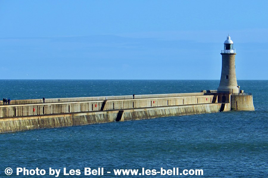 Tynemouth Pier and Lighthouse at the entrance to the River Tyne.