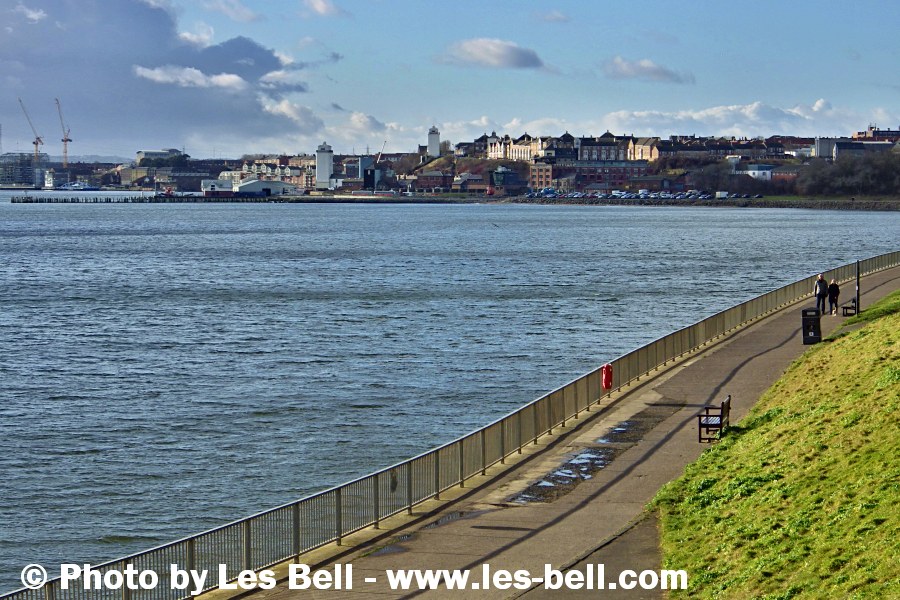 View along the River Tyne from Tynemouth to North Shields Fish Quay.