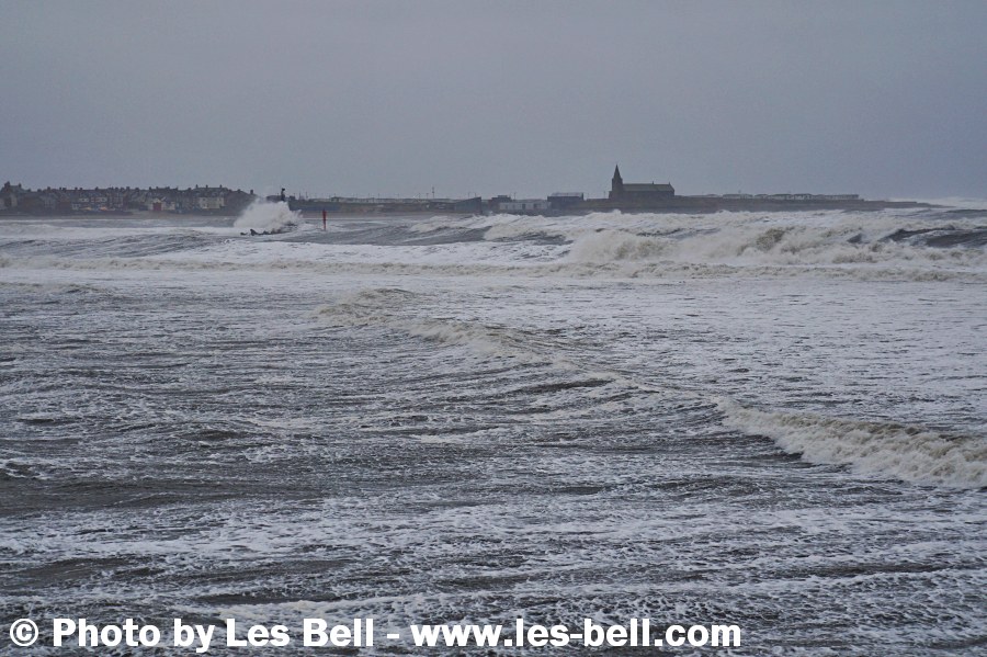 Stormy sea at Newbiggin on the Northumberland Coast.